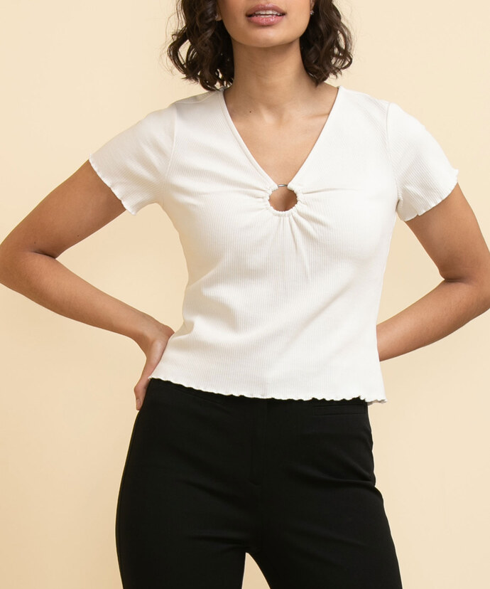 Short Sleeve V-Neck with Ring Front Image 1