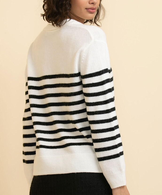 Long Sleeve Striped Henley Pullover Image 4