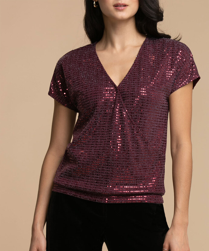 Sequined Wrap Top Image 3