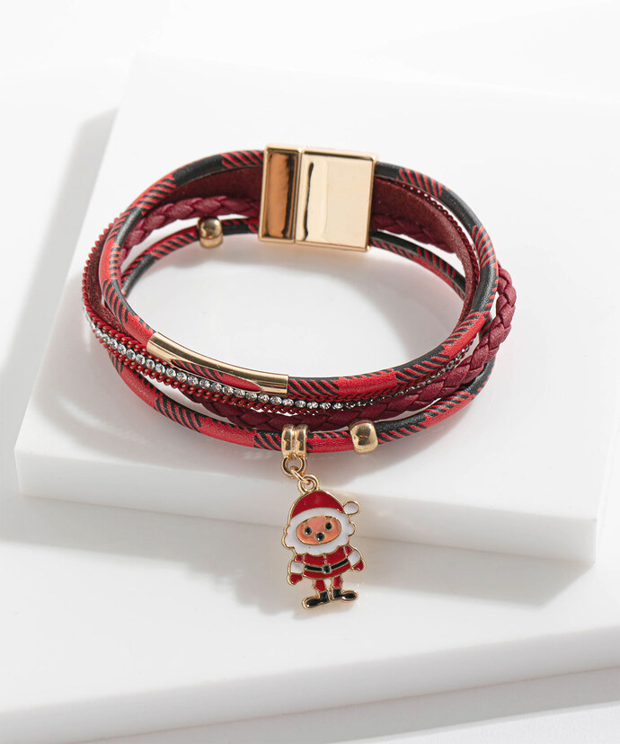 Red Plaid Snap Bracelet Image 1