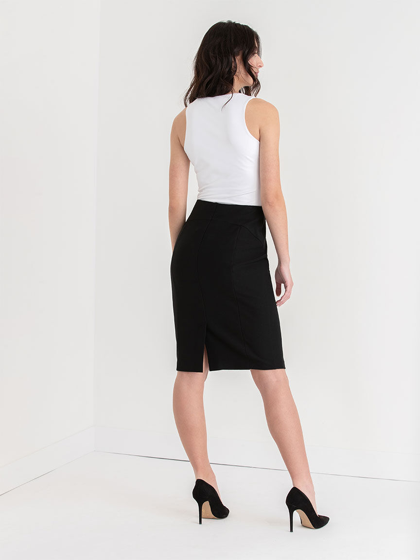 Knee length new arrivals black fitted skirt