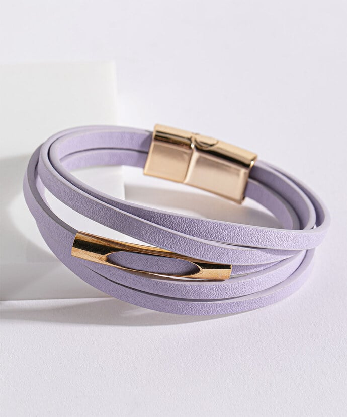 Lilac Snap Bracelet with Gold Post Detail Image 1