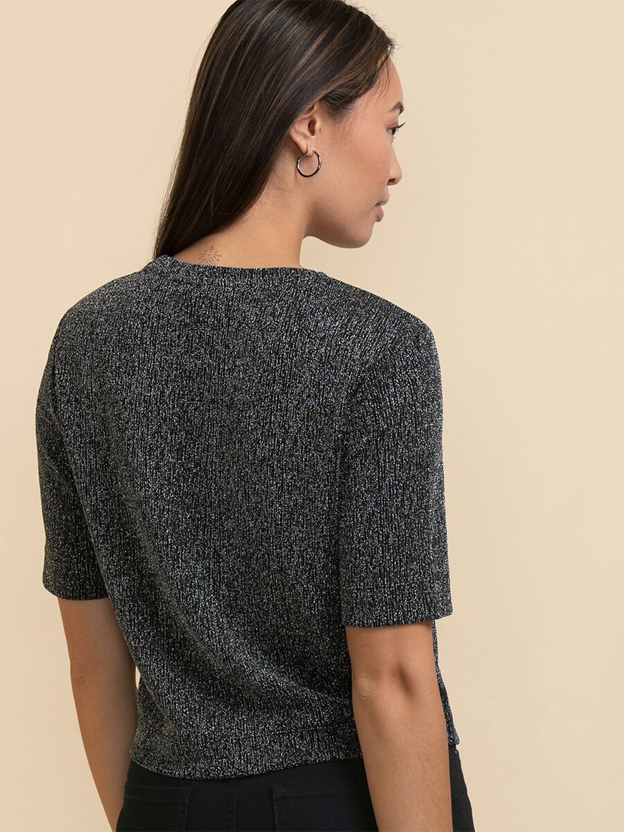 Short Sleeve Boxy Tee with Shoulder Pads