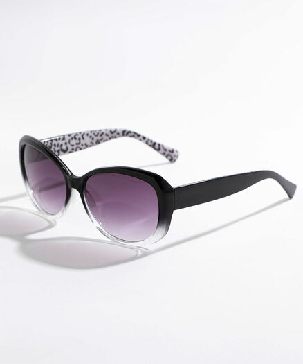 Square Sunglasses With Pattern Handles, Black