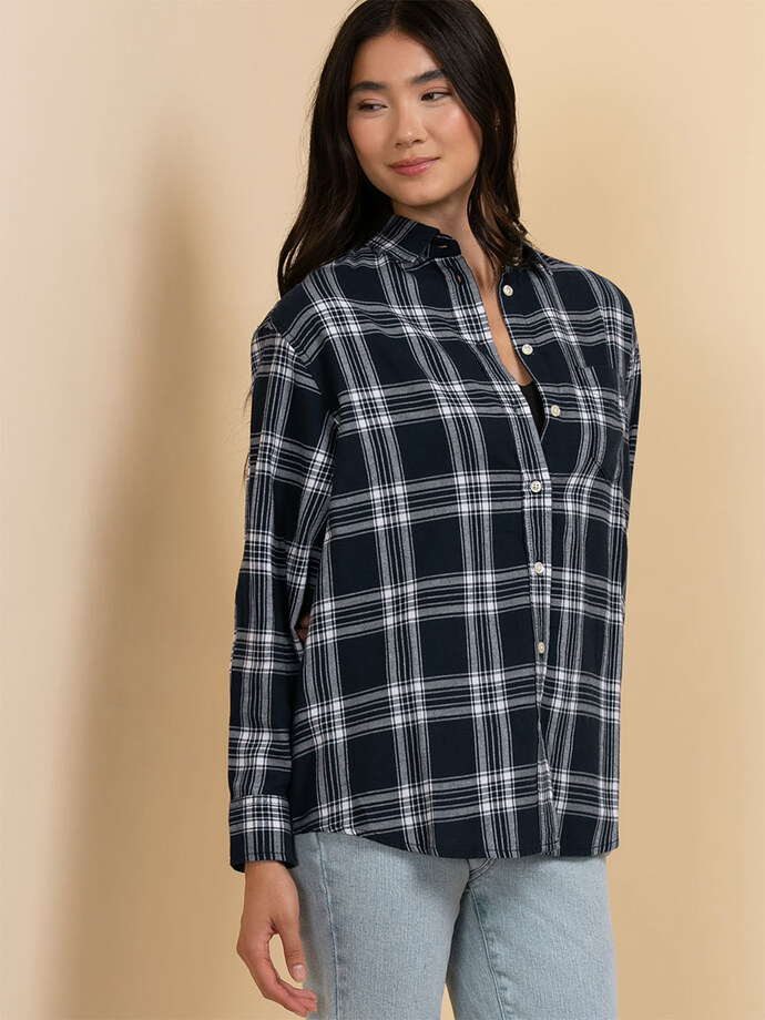Relaxed Fit Long Sleeve Plaid Shirt Image 5