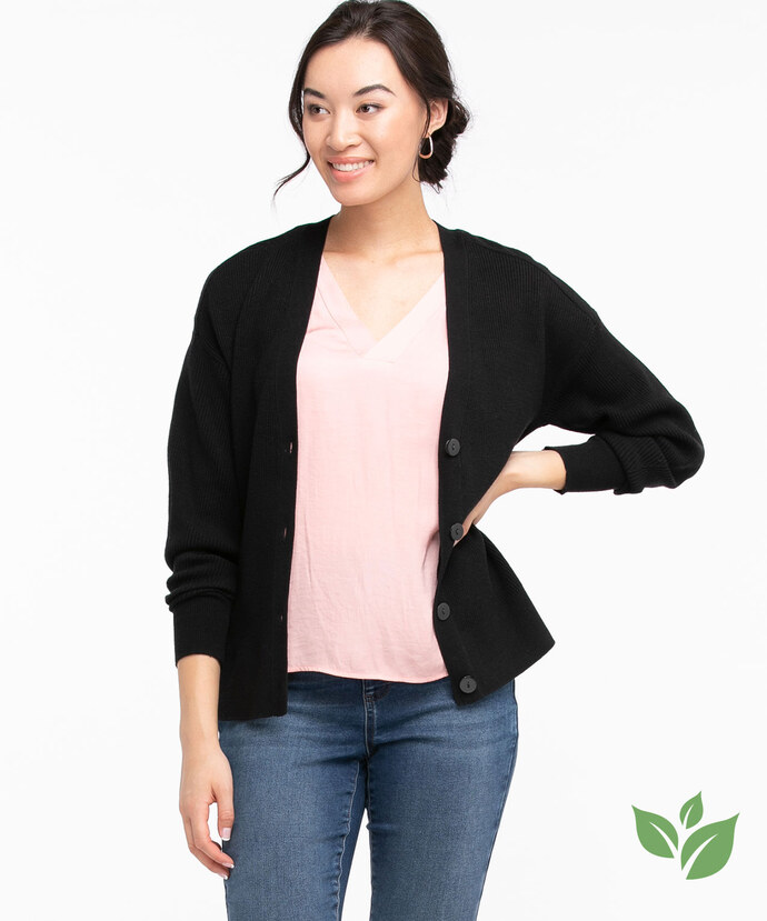 EcoVero™ Ribbed Button Front Cardigan Image 1