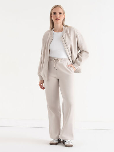 Wide-Leg Sweatpants, Pumice Stone Wide-Leg Sweatpants, Pumice Stone