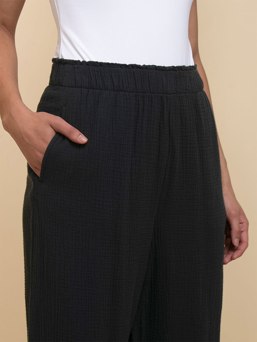 Elastic Waist Pleated Wide Leg Pant  Wide leg pants pattern, Pleated pants,  Wide leg pants