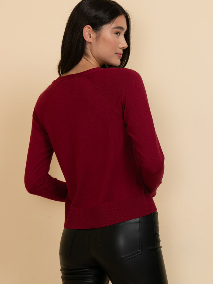 Long Sleeve Cashmere-Blend V-Neck Sweater Image 4