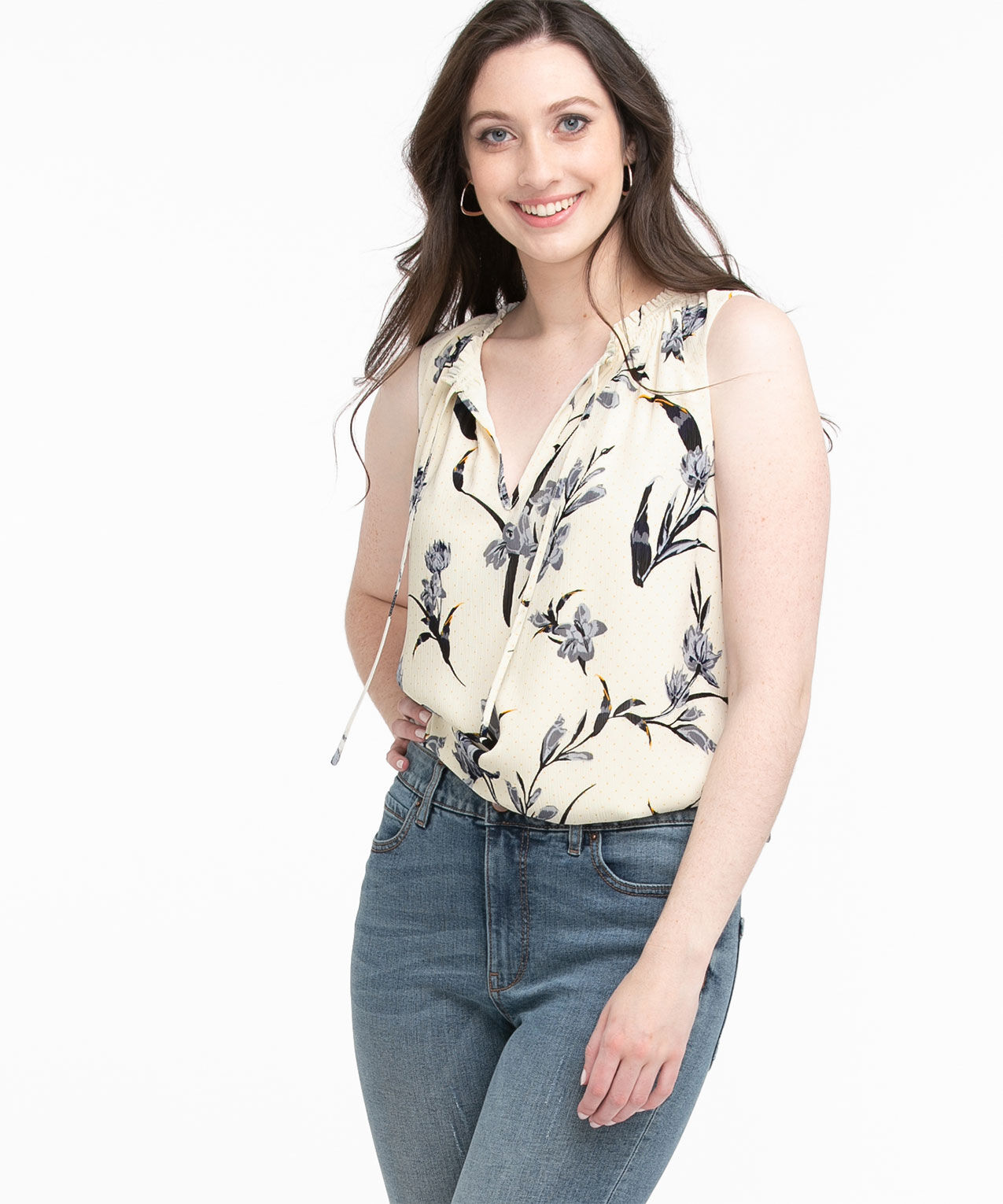 Sleeveless peasant top discount