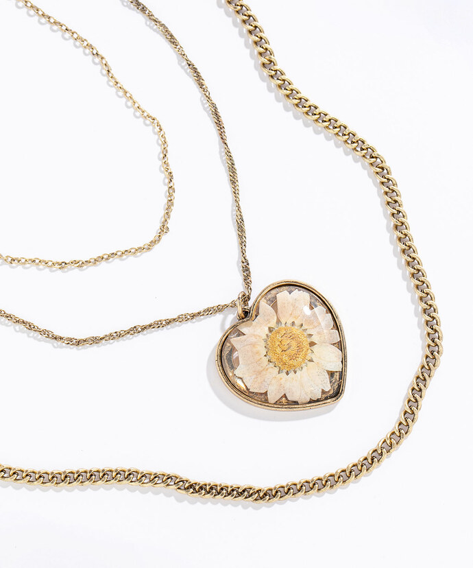 Daisy Resin Heart Pendant Necklace Image 2