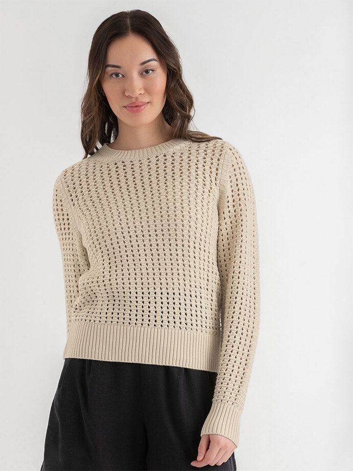 Long Sleeve Crochet Sweater Image 5