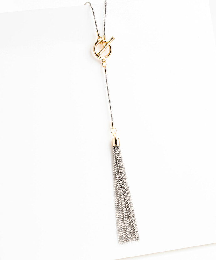 Mixed Metal Tassel Necklace Image 1