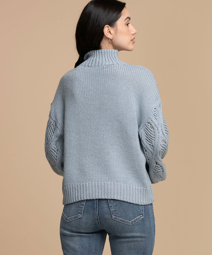 Femme By Design Mock Neck Cable Sleeve Sweater Image 3