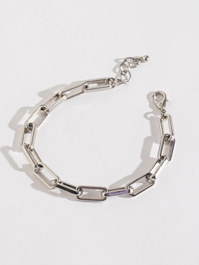 Silver Paperclip Chain Bracelet Image 1