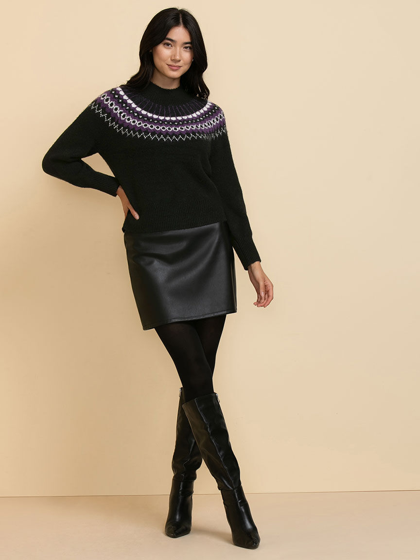 Mock neck balloon deals sleeve sweater
