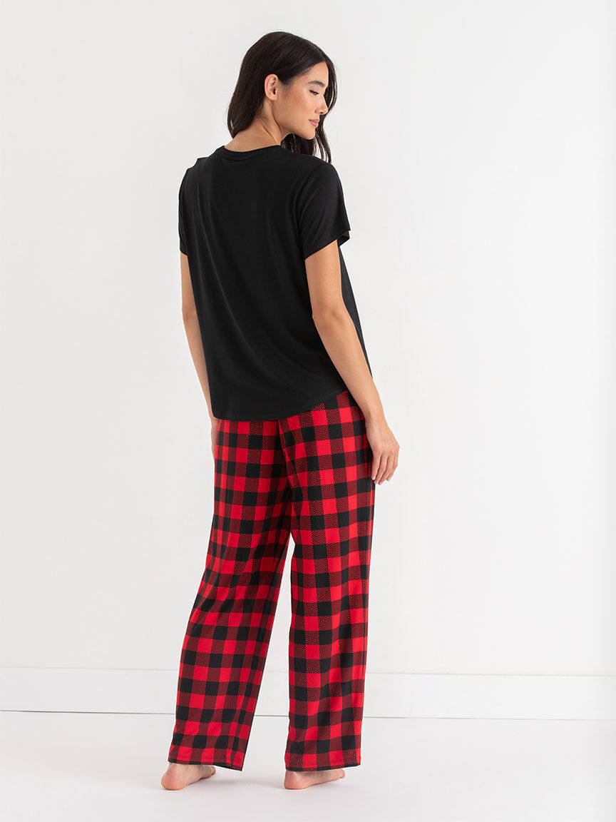 T Shirt And Print Pants Pajama Set Ricki s Size L Buffalo Check Colour