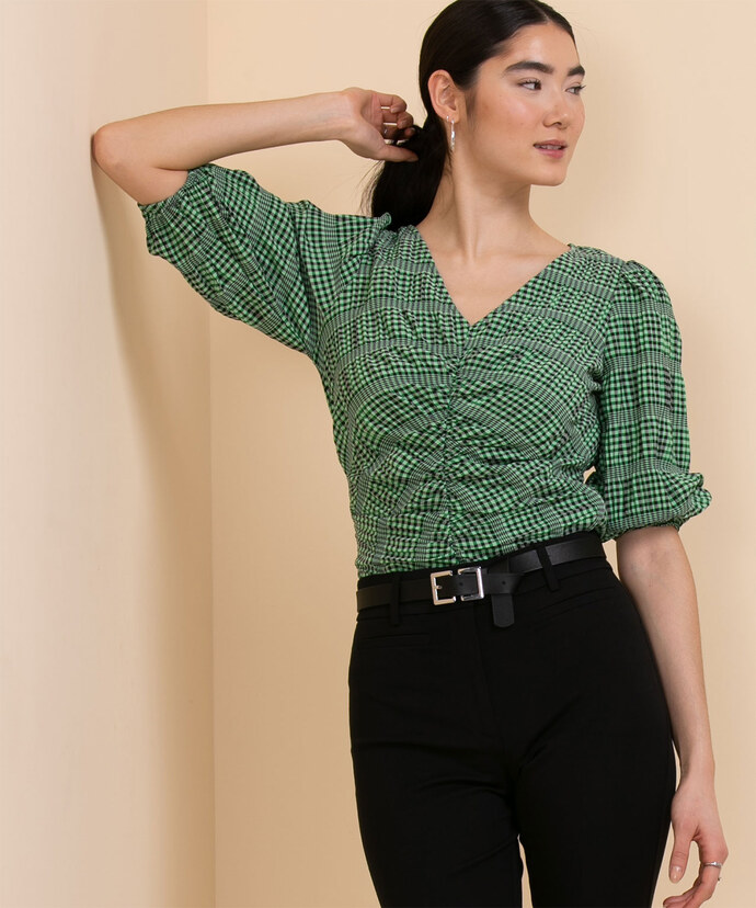 Puff Sleeve Ruched Front Blouse Image 2