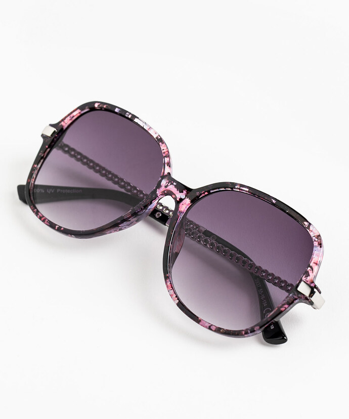 Pink Square Frame Chain Sunglasses Image 3