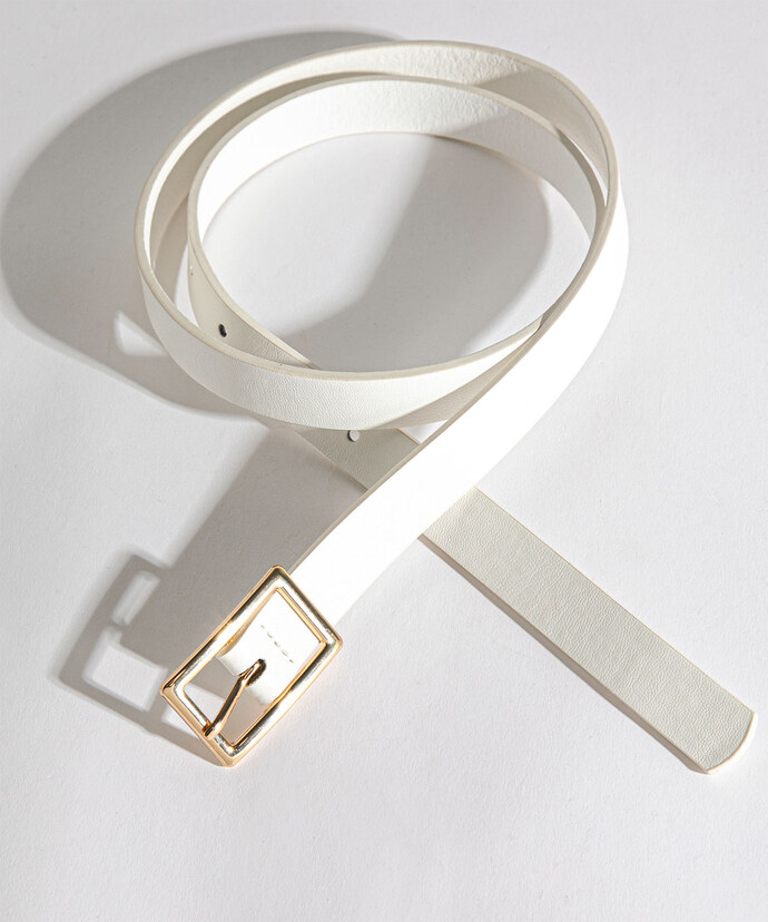 White Belt with Gold Square Buckle Image 1
