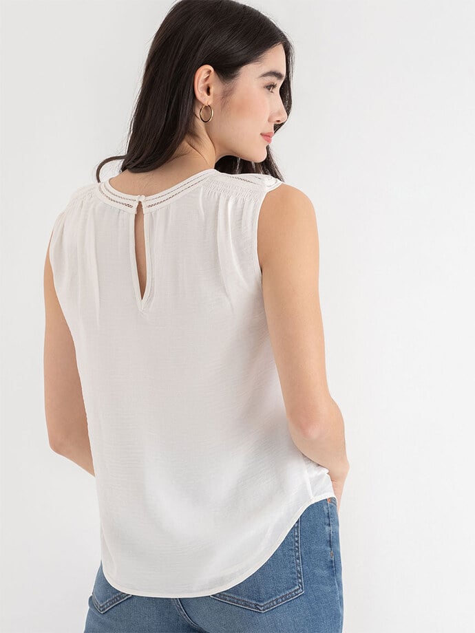 Sleeveless Blouse with Shoulder Trim Image 4