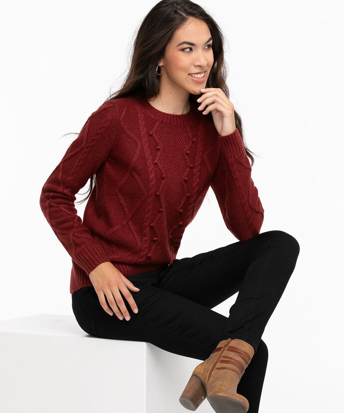 Pom Pom Cable Knit Pullover Image 6