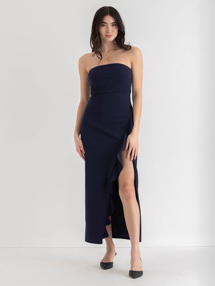 Iconic Strapless Ruffle Dress in Crepe Image 5