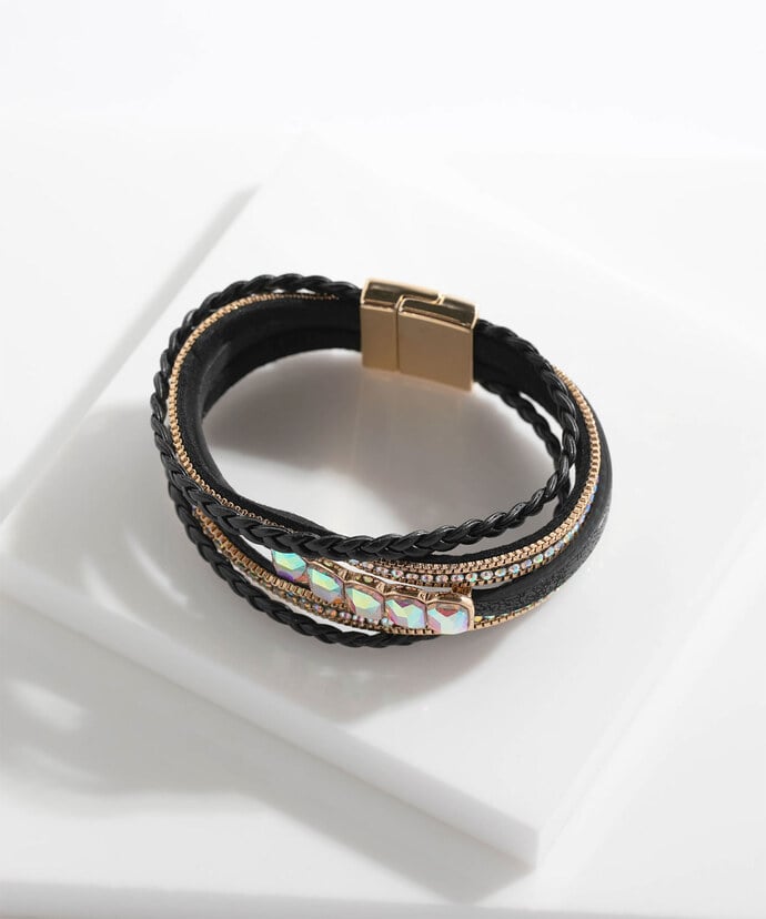 Black Snap Bracelet With Jewels Image 3