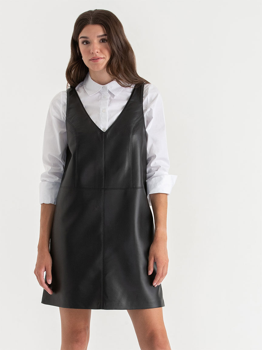 Faux Leather Pinafore Dress Rickis