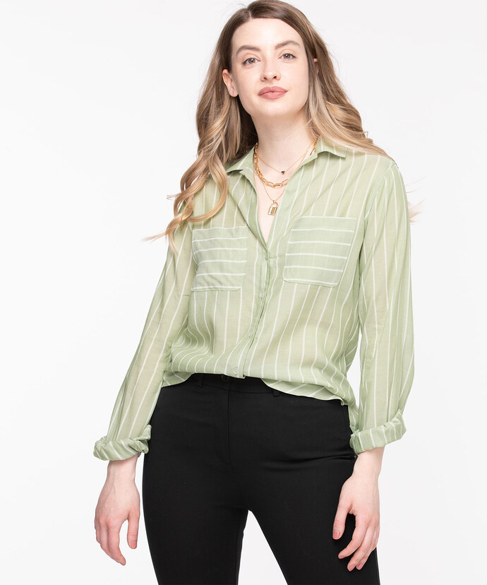 Collared Tie-Front Blouse Image 5