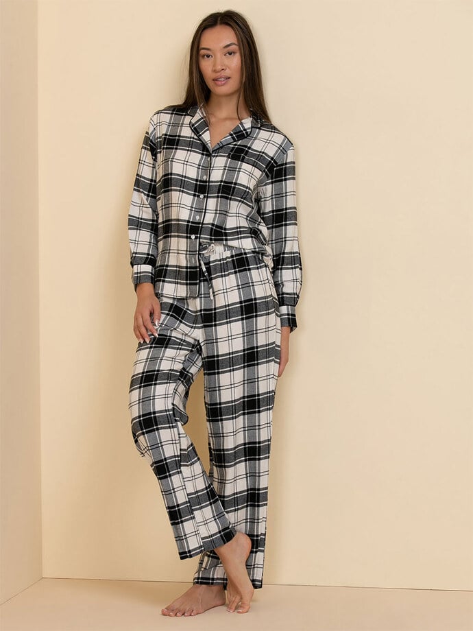 Flannel Pajama Top & Pant Set Image 1