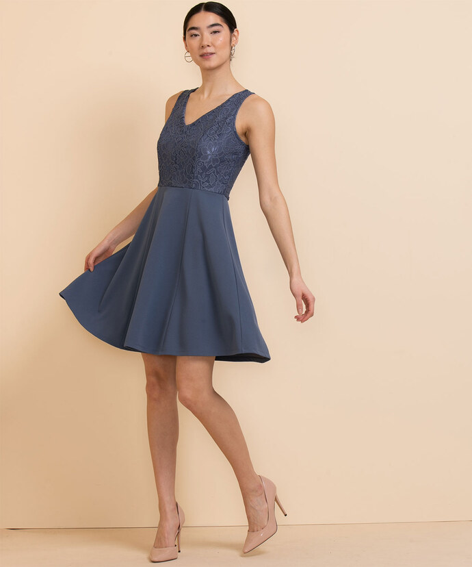 Sleeveless Lace Bodice Fit & Flare Dress Image 1