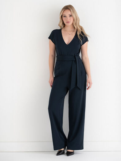 Venus Wide Leg Jumpsuit in Iconic Crepe, Forest Night Venus Wide Leg Jumpsuit in Iconic Crepe, Forest Night