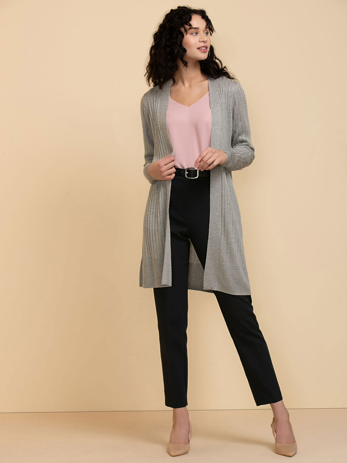 Grey clearance ribbed cardigan