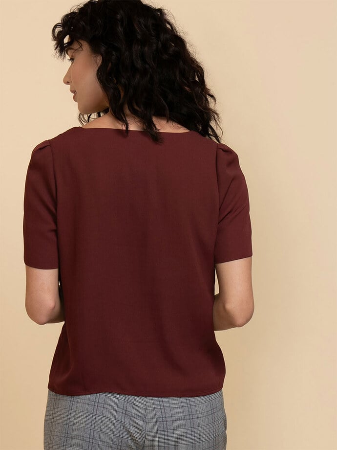 Vera Short Sleeve 2-Layer Essential V-Neck Blouse Image 4