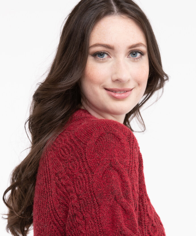 Scoop Neck Cable Knit Sweater Image 4