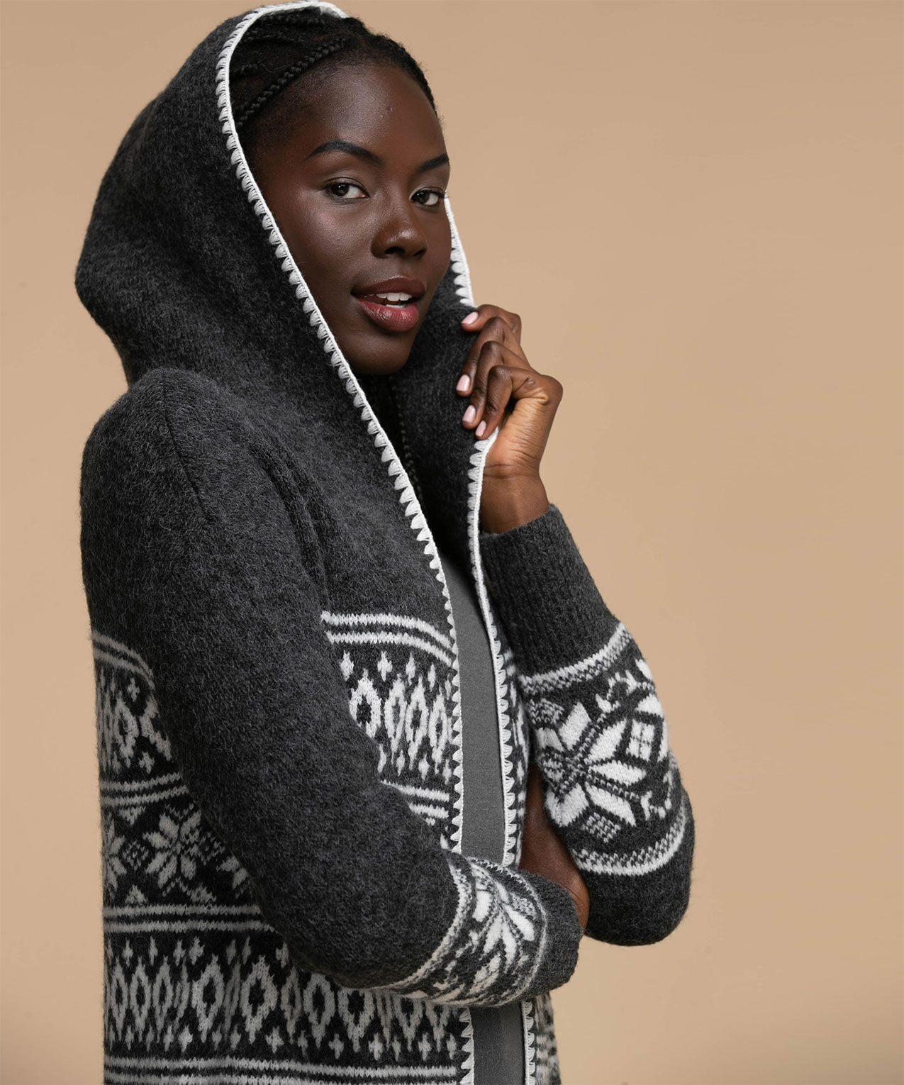 Hooded Fair Isle Duster Cardigan Rickis