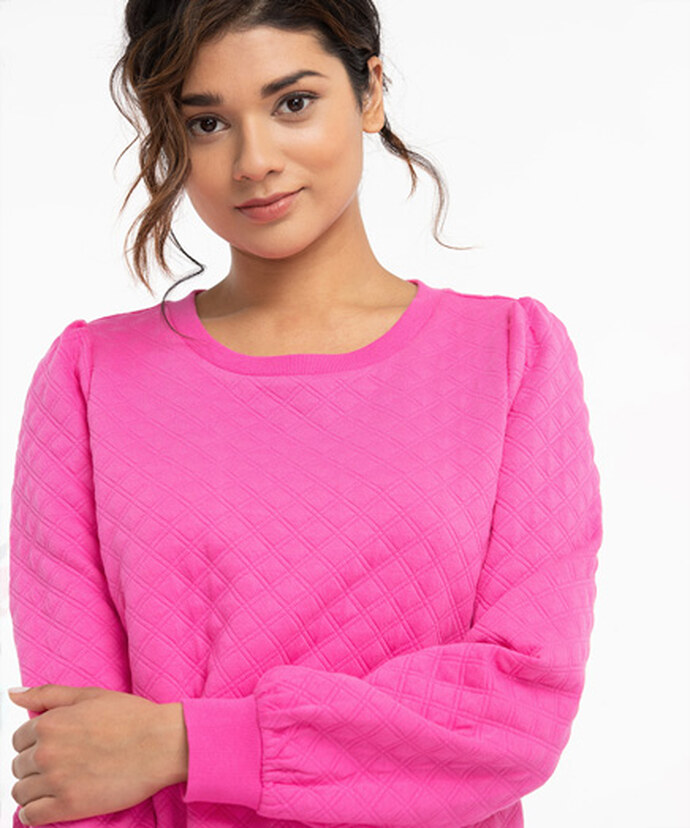 Long Sleeve Quilted Pullover Image 4
