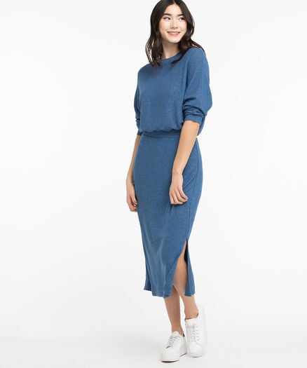 Ribbed Long Sleeve Maxi Dress, Blue Mix Ribbed Long Sleeve Maxi Dress, Blue Mix
