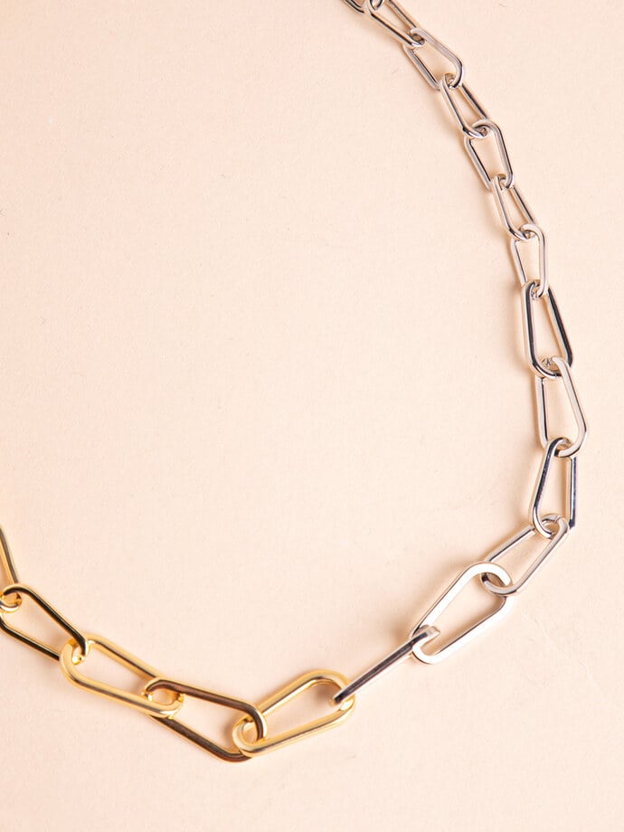 Silver and Gold Chain-Link Necklace Image 3