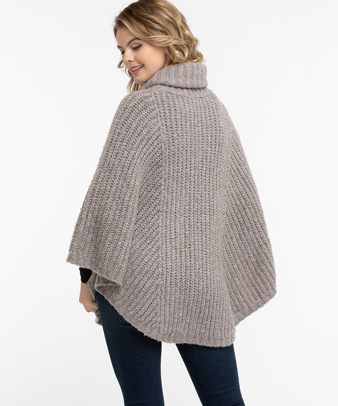 Cable Knit Cowl Neck Poncho Image 4