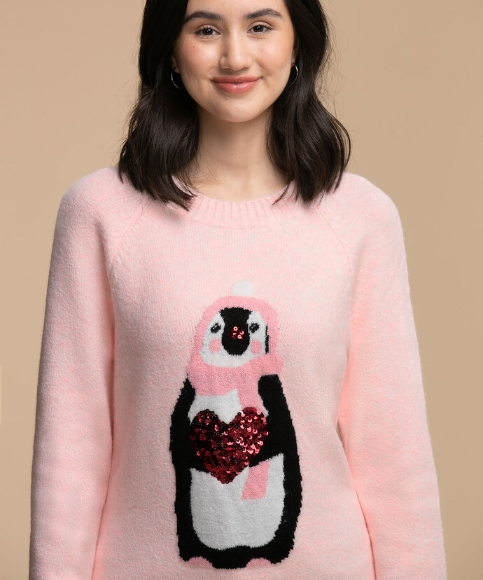 Scoop Neck Penguin Sweater Image 4