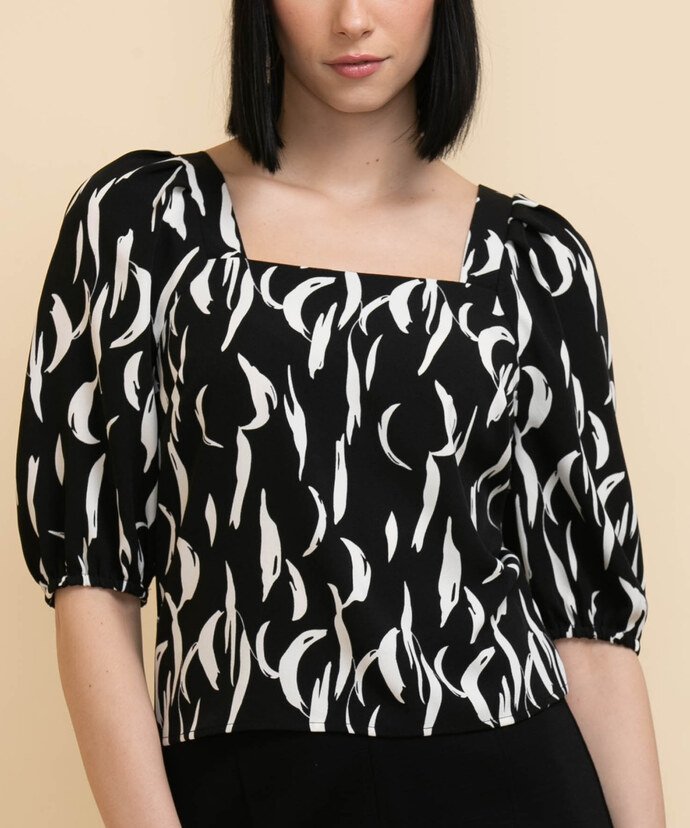 Puff-Sleeve Square Neck Blouse Image 5