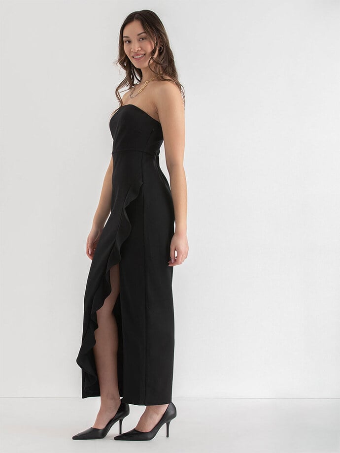 Iconic Strapless Ruffle Dress in Crepe Image 2
