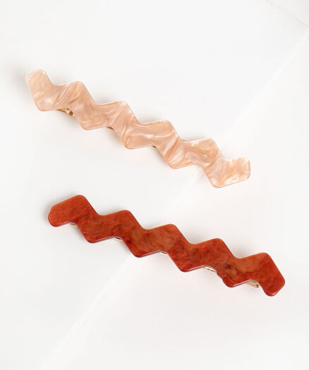 Zigzag Hair Clip 2-Pack, Pink/Orange