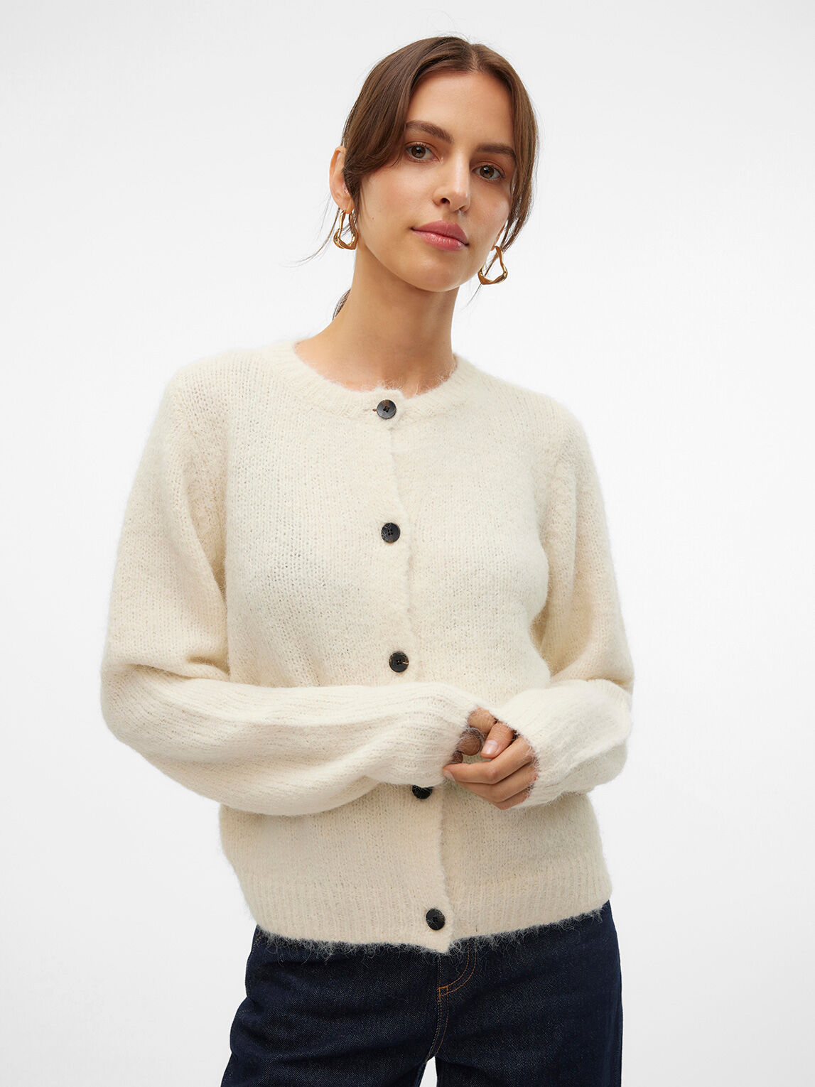 Long Sleeve O-Neck Button Cardigan | Vero Moda