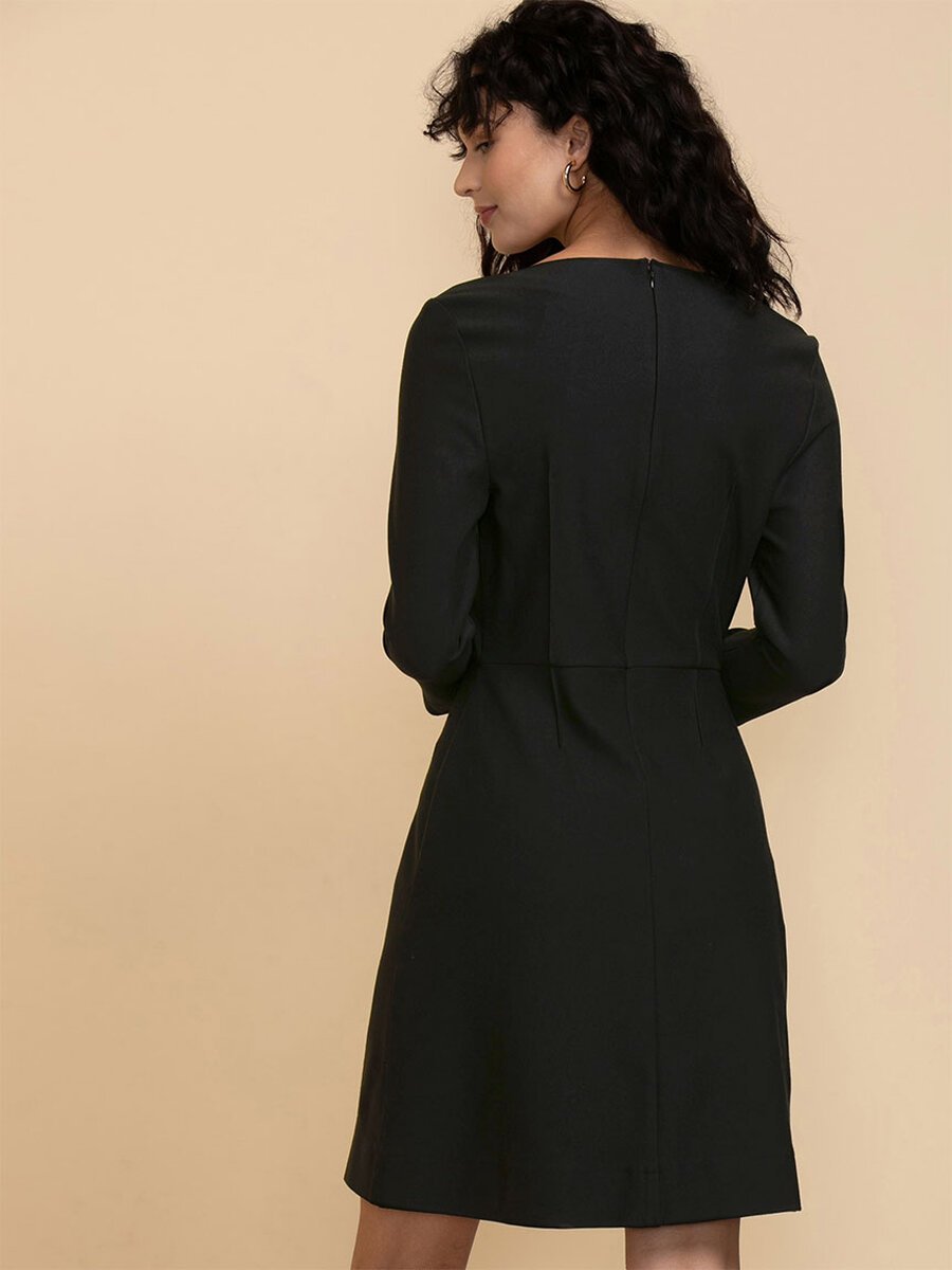 3/4 Sleeve A-Line Dress in Luxe Ponte