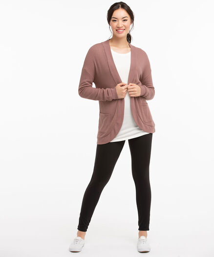 Waffle Knit Cocoon Cardigan, Rose Taupe