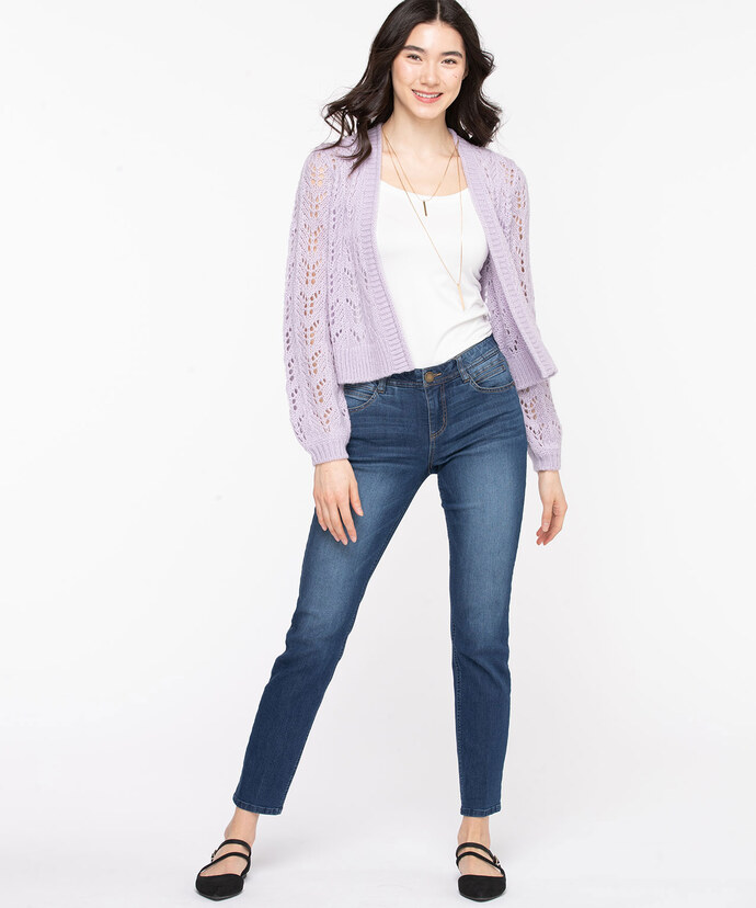 Pointelle Cropped Open Cardigan Image 2