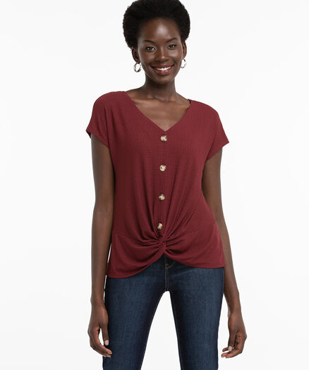 Luxology Button Front Twist Top, Zinfa